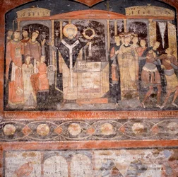 Detail of a 6th Century Fresco Showing St. Clement Celebrating Mass